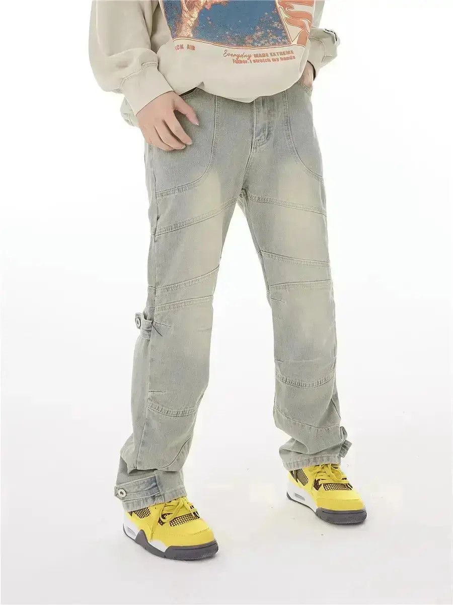 Japanese Brand Loose fitting straight leg patchwork jeans Size US 32 / EU 48 - 6 Thumbnail