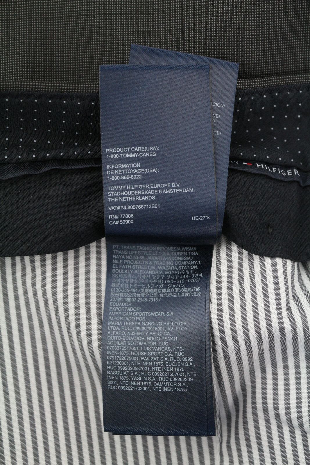 Tommy Hilfiger RHAMES 94 Long Grey Wool Patterned Tapered Leg Pants 85316 Size US 32 / EU 48 - 10 Thumbnail