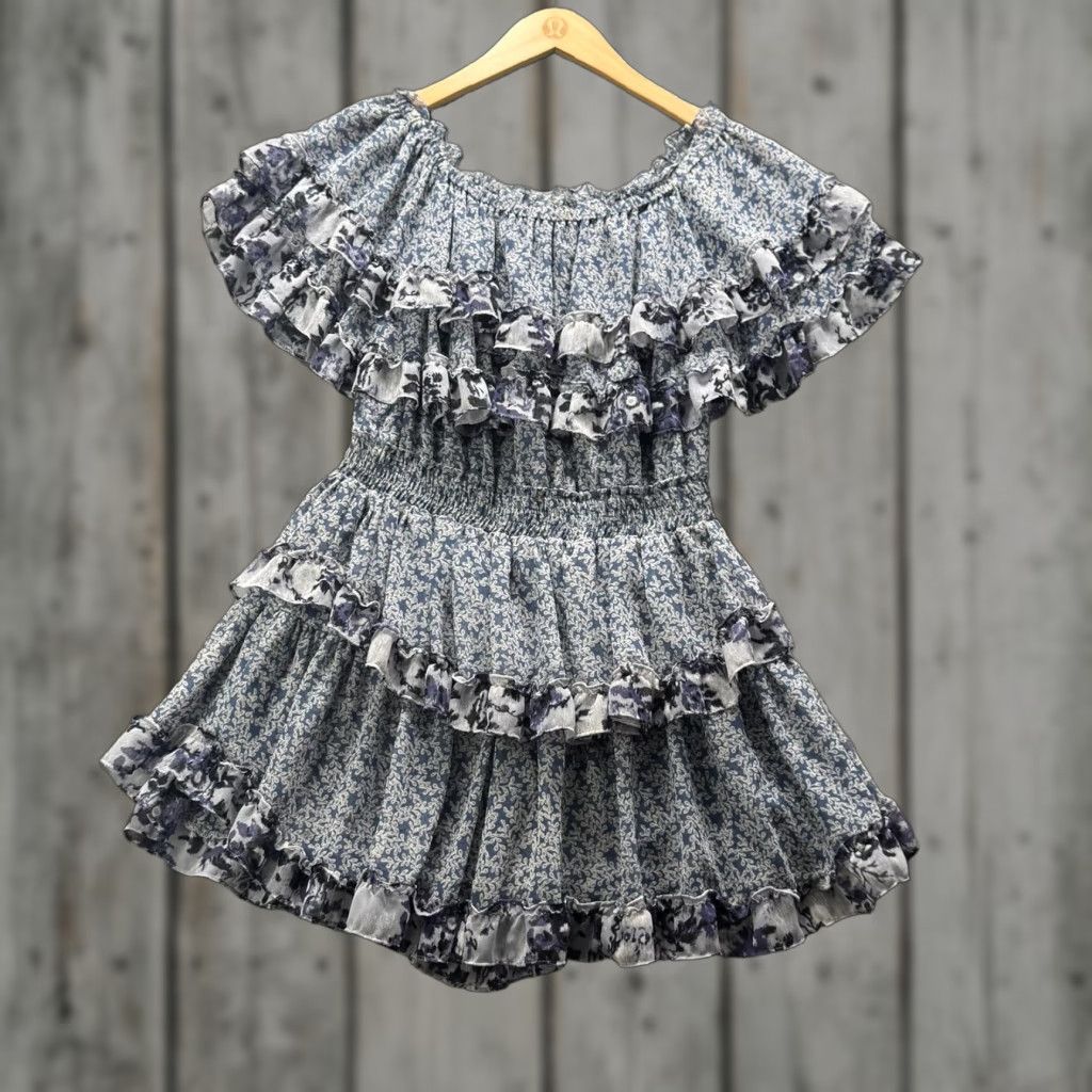MISA Los Angeles Misa Los Angeles Floral Off the Shoulder Mini Dress Womens Medium Blue Ruffle Boho Spring Summer Size M / US 6-8 / IT 42-44 - 1 Thumbnail