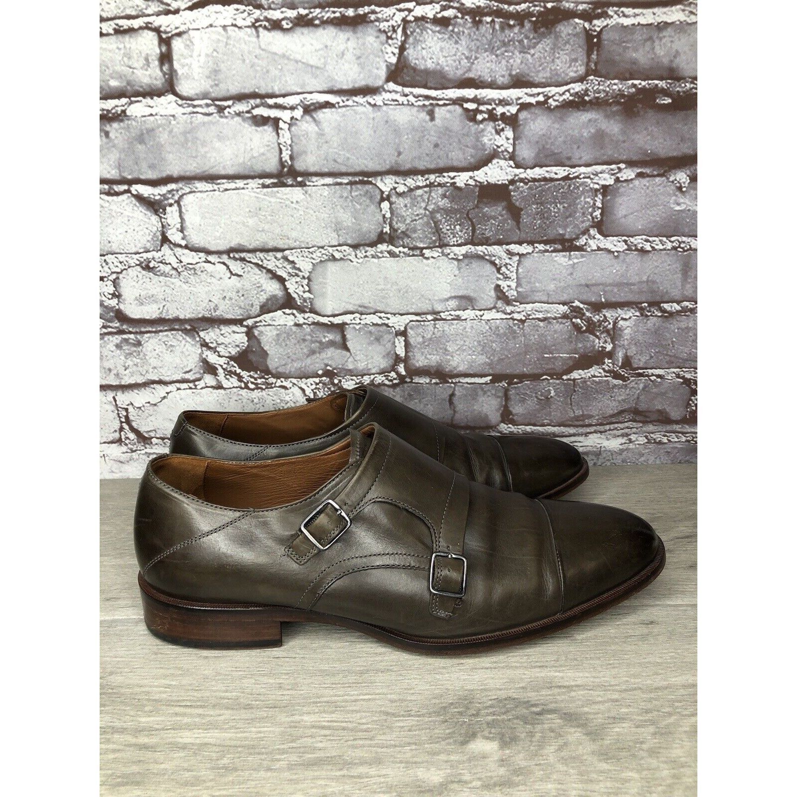 Johnston & Murphy Johnston & Murphy Sheepskin Brown Leather Double Monk Strap Size US 10.5 / EU 43-44 - 10 Thumbnail