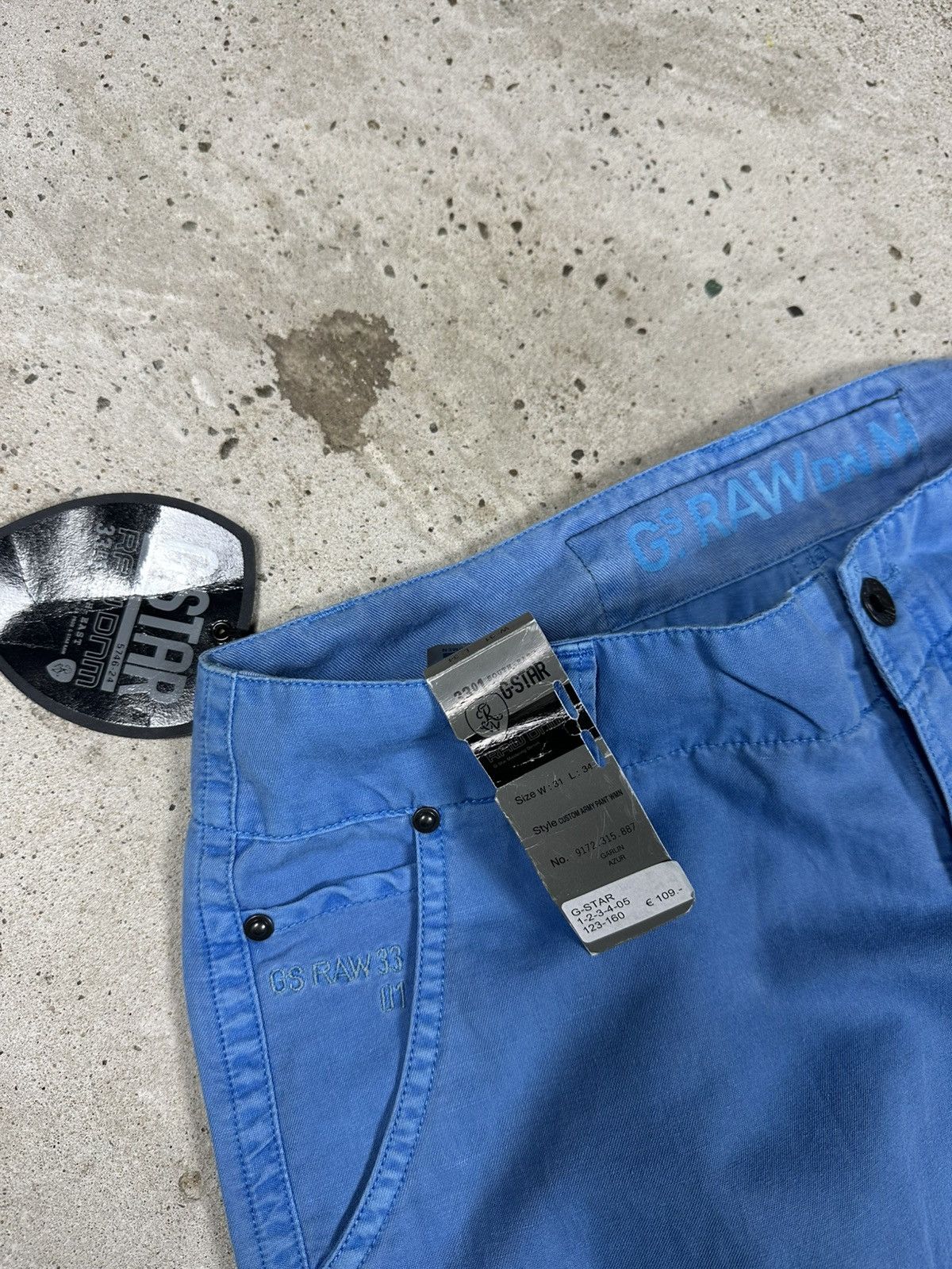 G-Star × Japanese Brand × Vintage Vintage Y2K G Star Raw Baggy Blue Custom Army Pant Zippers Size US 31 - 8 Thumbnail