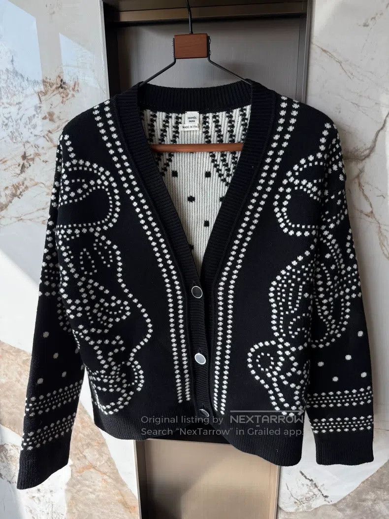 Hermes Hermes Gorgeous Bridle Black Long-Sleeve Women's Cardigan, Size XXS / US 00 / IT 34 - 1 Thumbnail