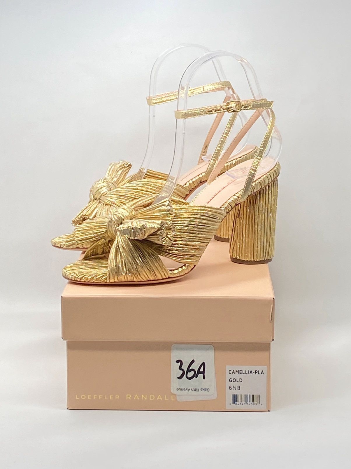 Loeffler Randall Loeffler Randall Gold Pleated Bow Heel Sandals size 6.5 Size US 6.5 / IT 36.5 - 11 Thumbnail