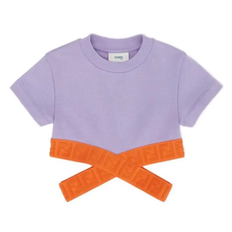Fendi Fendi Purple Short Sleeve T-Shirt with Orange Detail 0089 Size M / US 6-8 / IT 42-44 - 1 Thumbnail