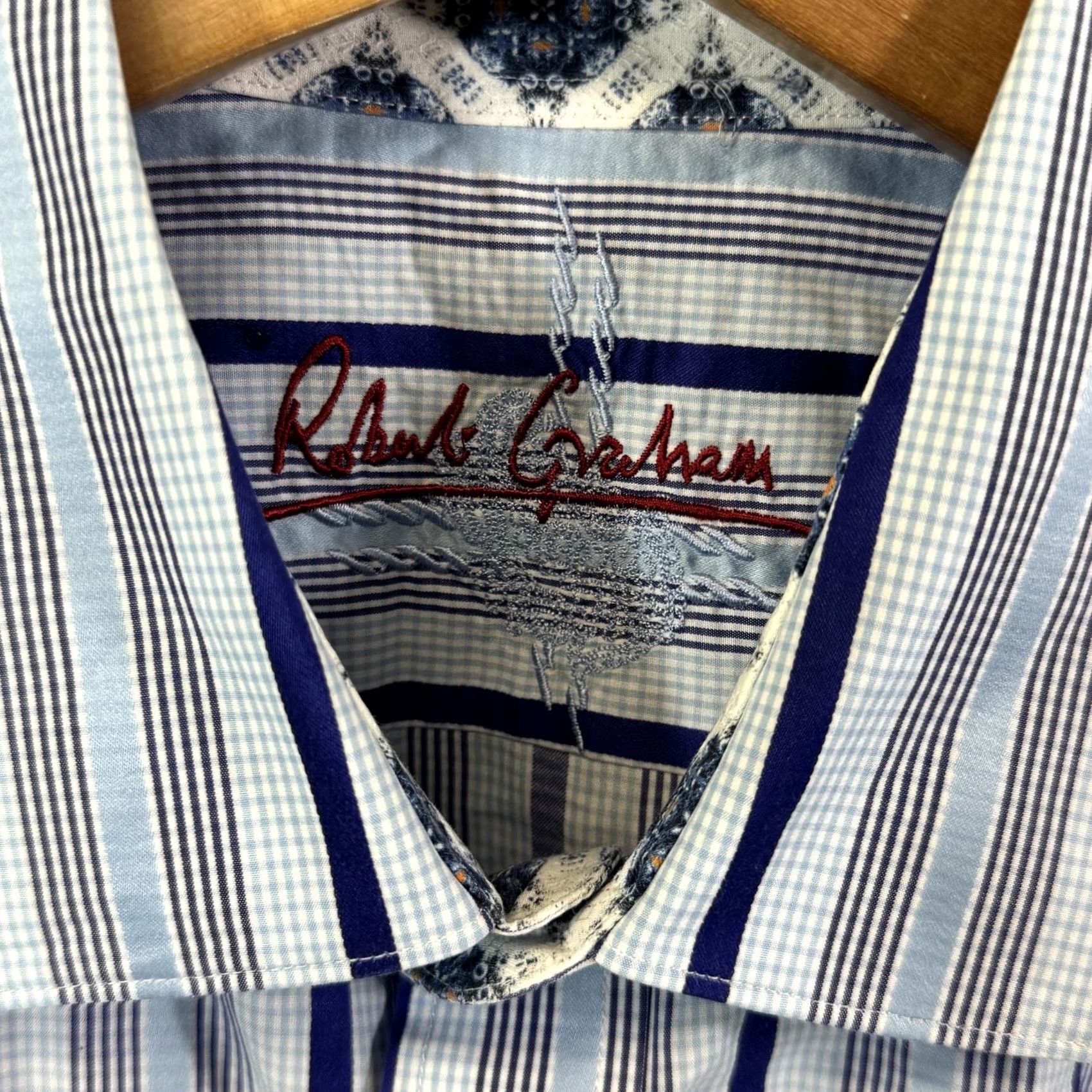 Robert Graham Robert Graham Shirt Mens XL Blue Striped Long Sleeve Button Up Cotton Size US XL / EU 56 / 4 - 4 Thumbnail
