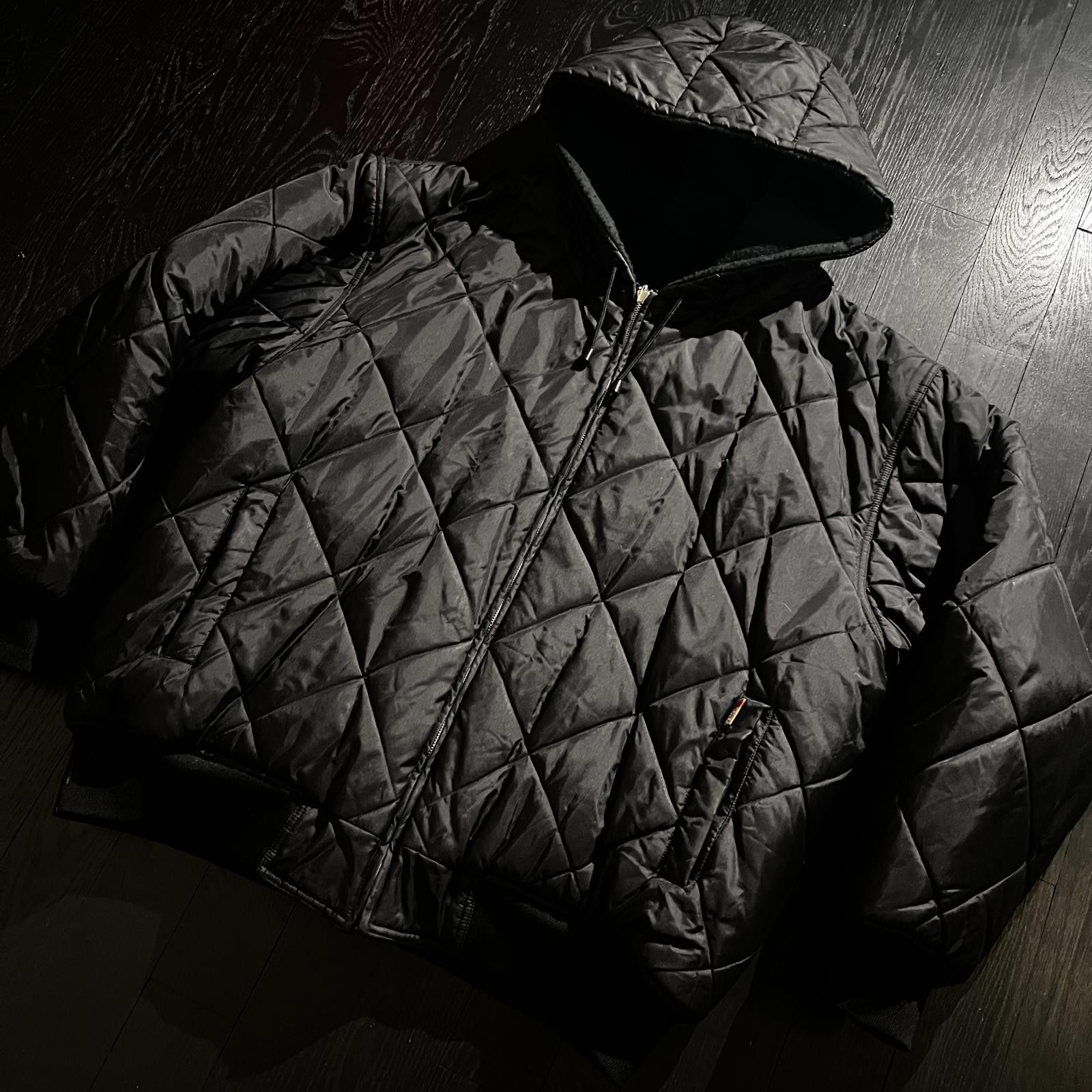Unknown London Vintage Quilted Black Down Work Jacket Size US XL / EU 56 / 4 - 2 Thumbnail