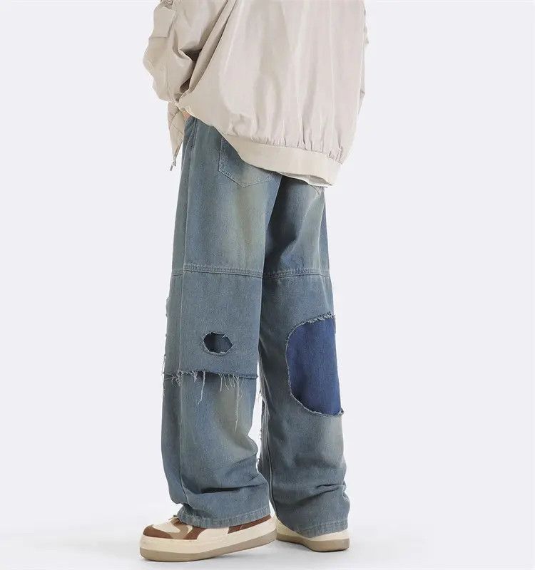 Japanese Brand Straight and loose patchwork distressed jeans Size US 32 / EU 48 - 4 Thumbnail