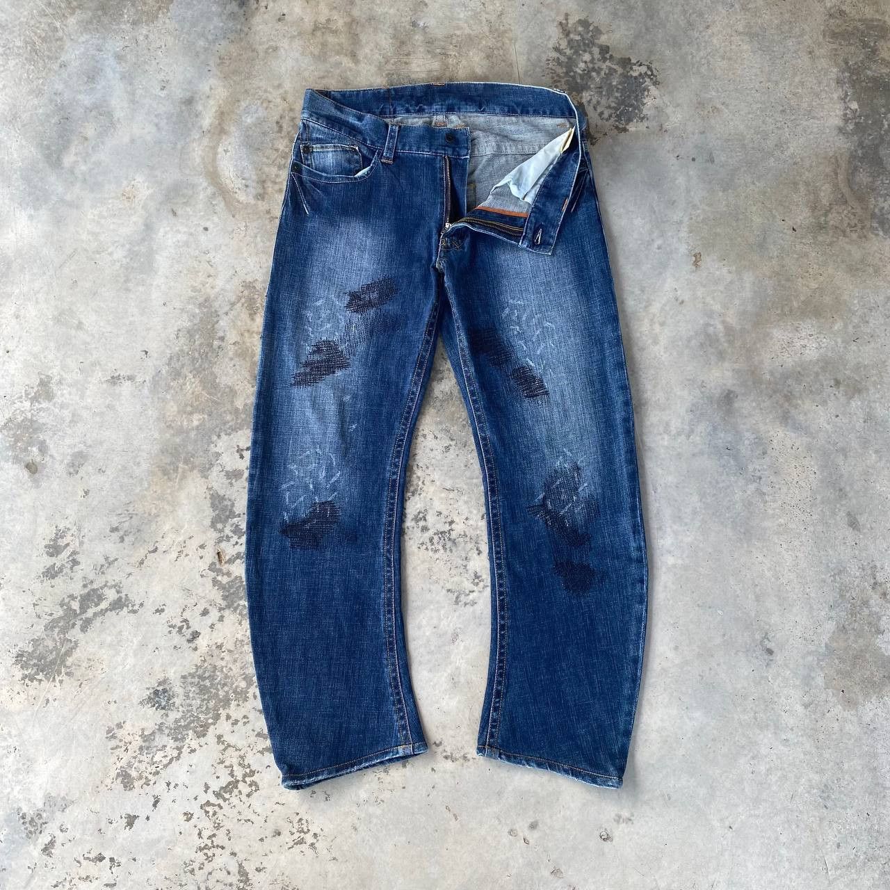 291295=Homme Archival 291295=HOMME Curved Leg "J-Cut Sashiko Repair Denim Size US 30 / EU 46 - 7 Thumbnail