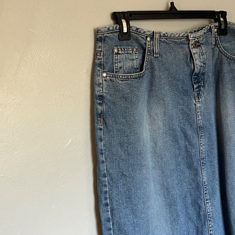 Designer Vintage Hydraulic Women's Denim Skirt Size Large 11/12 Size 34" / US 12 / IT 48 - 2 Thumbnail