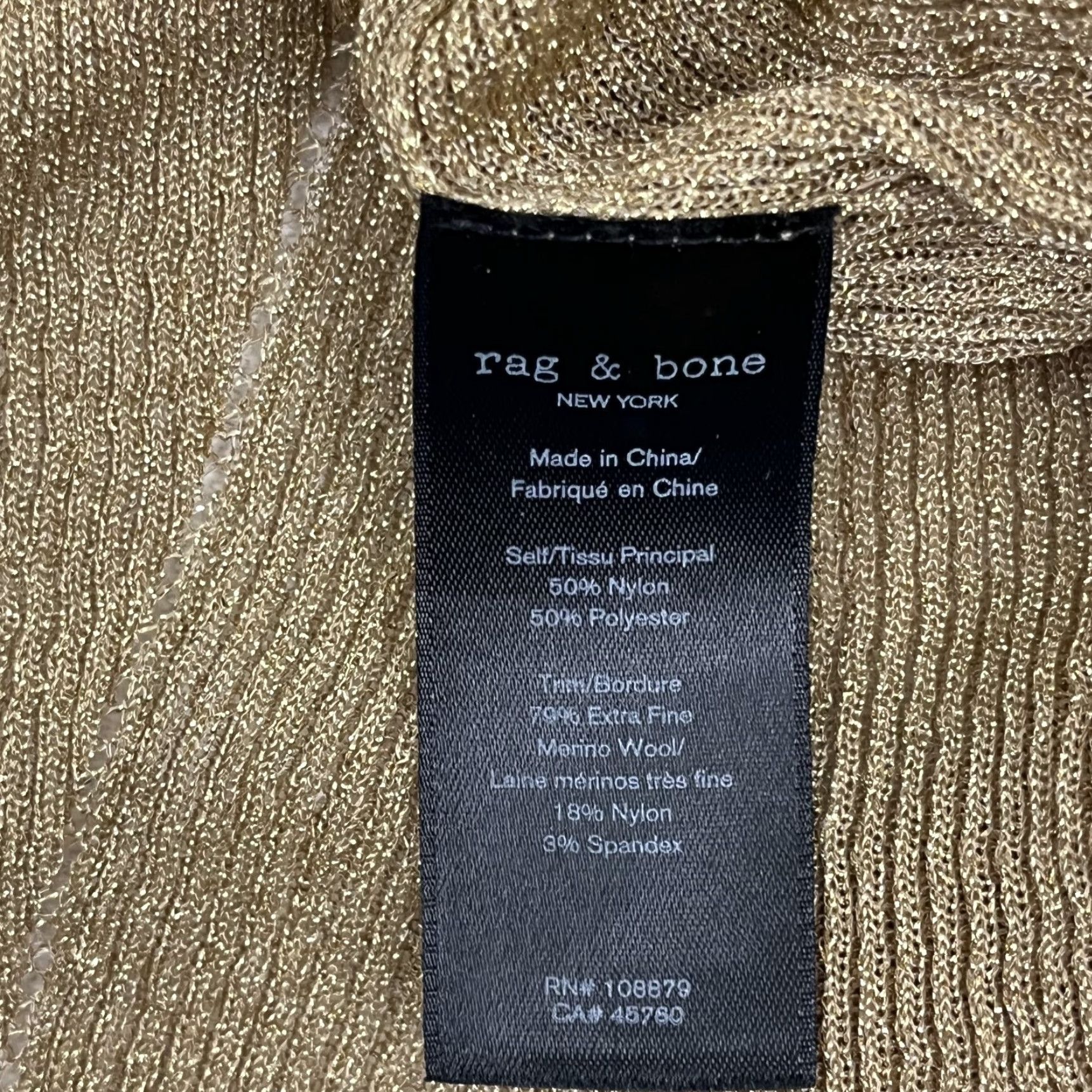 Rag & Bone Rag & Bone Priya Tank Top Shirt Women Large Gold Knit Sparkle Shimmer Wool Blend Size L / US 10 / IT 46 - 3 Thumbnail