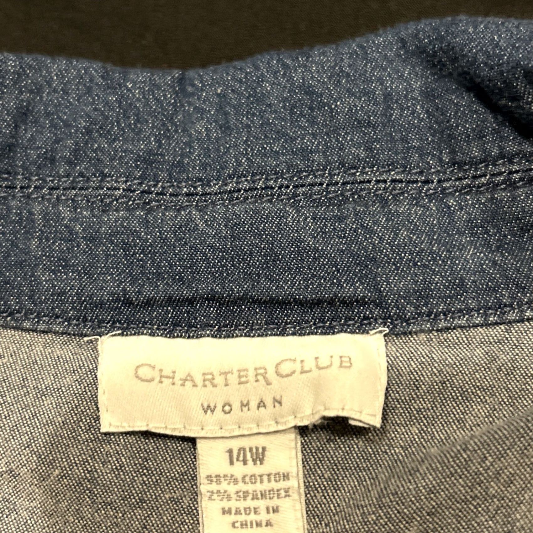 Charter Club Charter Club Shirt Womens 14 Blue Women 14W Denim Button Long Sleeve B30 Size XL / US 12-14 / IT 48-50 - 2 Thumbnail