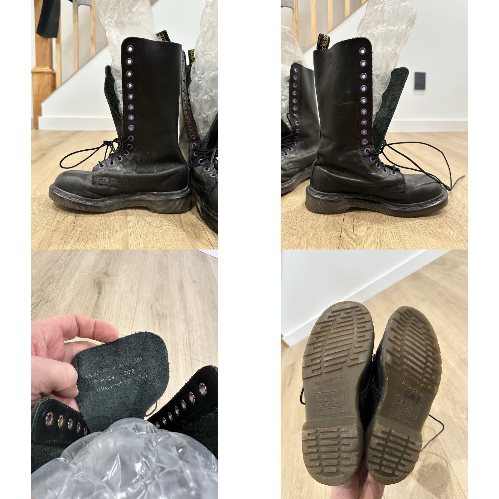 Dr. Martens Dr. Martens 14 Eye Boots Women Black Leather Combat UK 4 Mid-Calf Leather Lining Rubber Sole Size US 4 / IT 34 - 8 Thumbnail