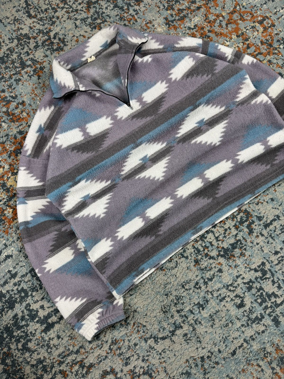 Vintage Vintage 90s quarter zip fleece sherpa jacket aztec navajo Size US L / EU 52-54 / 3 - 3 Thumbnail