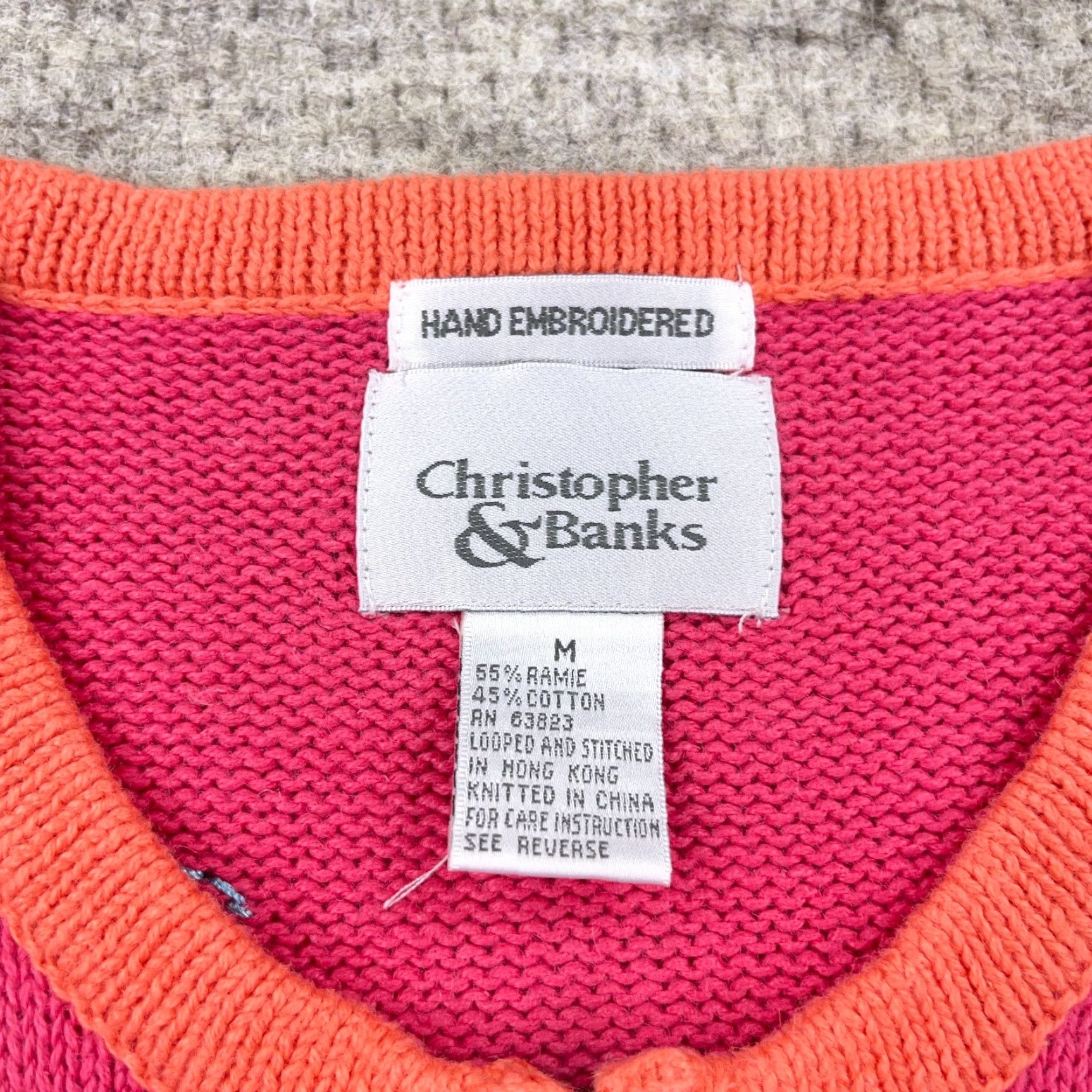 Vintage VINTAGE Christopher & Banks Cardigan Sweater Women M Pink Umbrella Full Zip Geometric Knit Pattern 90s/Classic Indoor Outdoor Casual Size M / US 6-8 / IT 42-44 - 4 Thumbnail