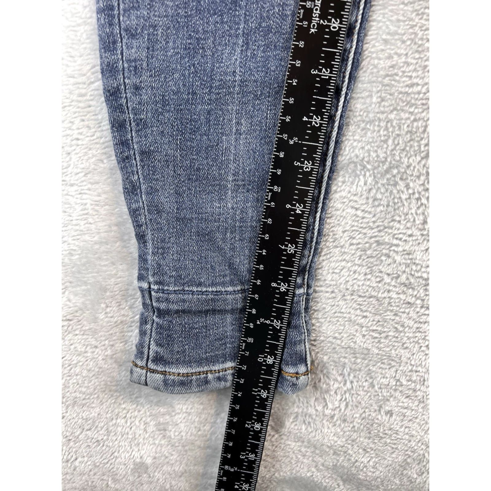 Vintage Judy Blue Jeans Womens 5/27 Blue Skinny Fit Distressed Red Buffalo Plaid Lined Jeans Women Size 27" / US 4 / IT 40 - 4 Thumbnail