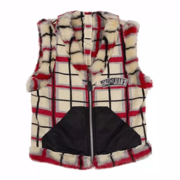 Jean Paul Gaultier Cream check fur vest
