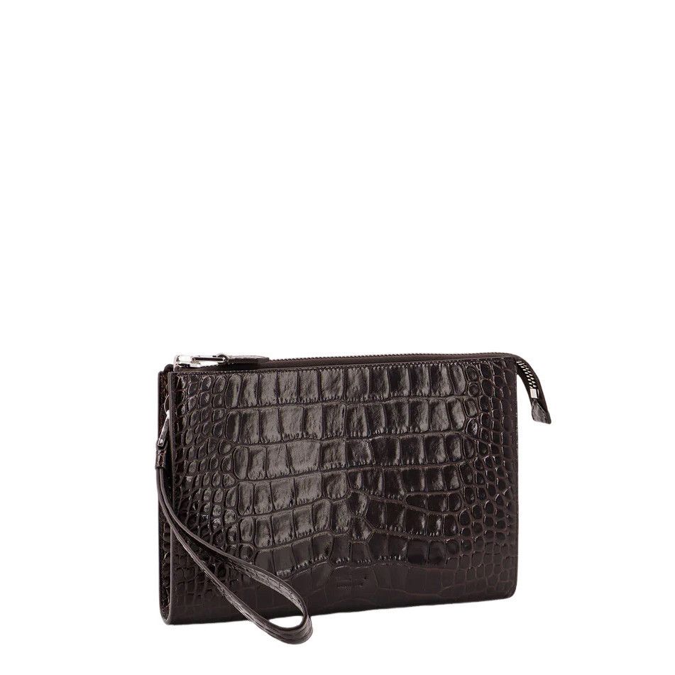 Tom Ford TOM FORD Brown Embossed Leather Pouch New & Authentic Size ONE SIZE - 3 Thumbnail