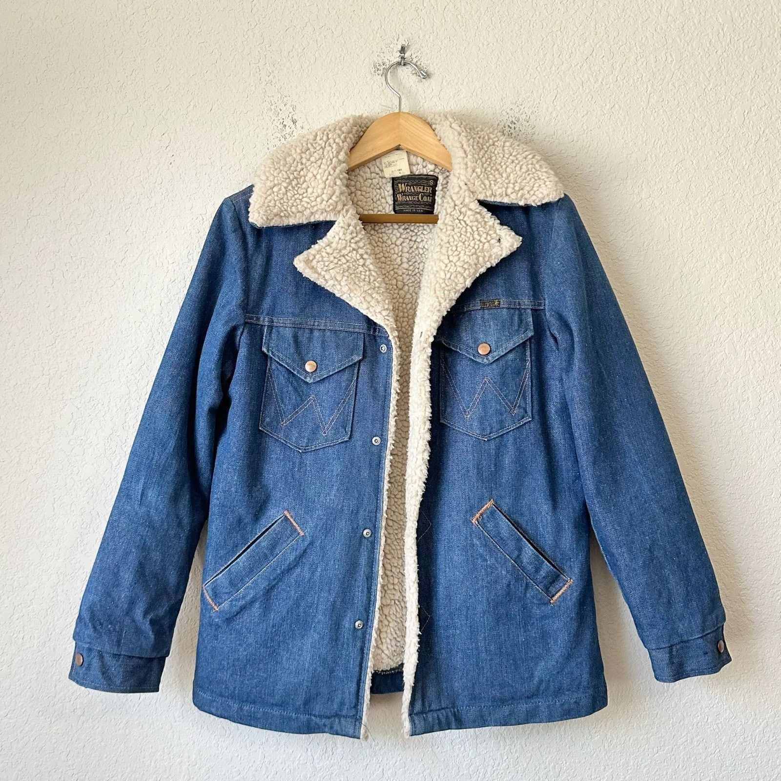 Wrangler VINTAGE WRANGLER Wrange Coat Jacket Sherpa Lined Western 70s Size US S / EU 44-46 / 1 - 1 Thumbnail