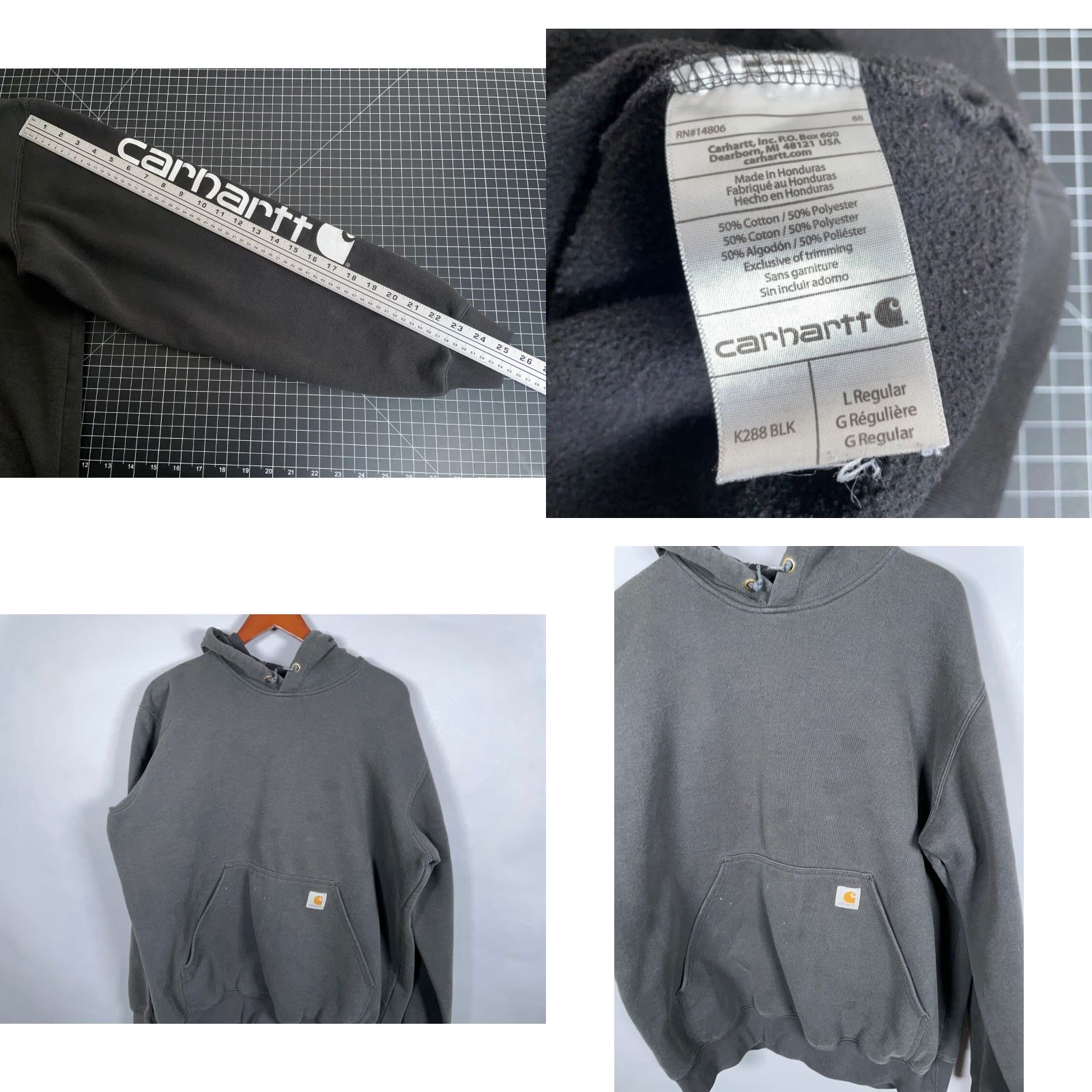 Carhartt Carhartt Hoodie Mens Large Black Sweatshirt Original Fit Logo Sleeve K288 BLK Size US L / EU 52-54 / 3 - 8 Thumbnail