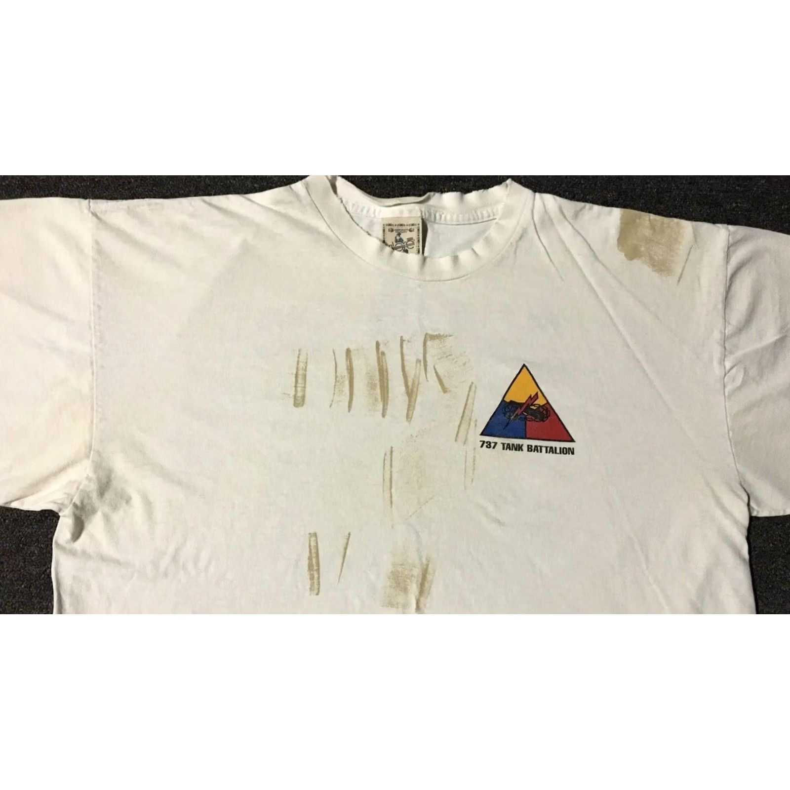 Vintage VINTAGE 90s Army Shirt 2XL White Short Sleeve Crew Neck Graphic Tee Military Grunge Patton's Spearheaders USA USMC Navy Seal California 80s 90s Size US XXL / EU 58 / 5 - 7 Thumbnail