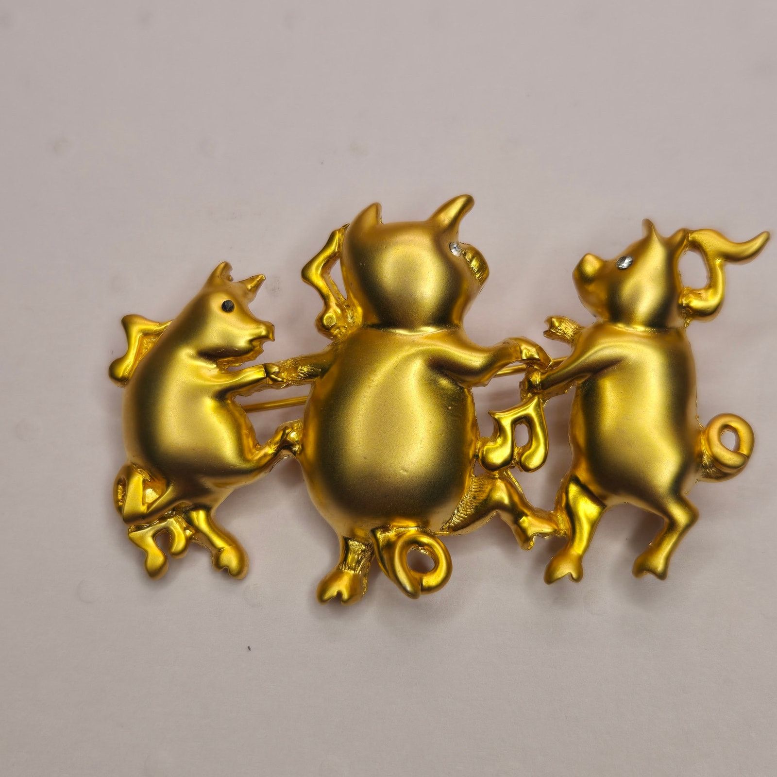 Vintage Vintage JJ Jonette & Unmarked Gold Tone Pig Brooch Whimsical Size ONE SIZE - 3 Thumbnail