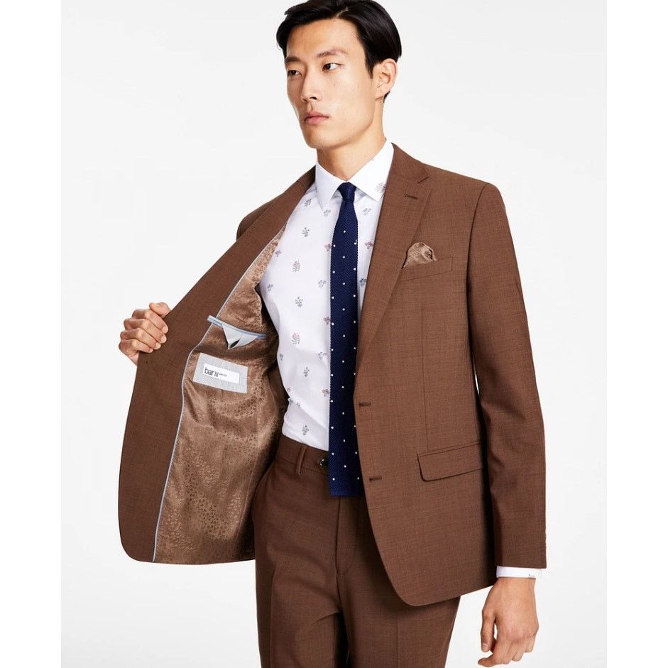 Bar III Bar III Men's Rust Brown Wool-Blend Slim Suit Jacket 38S Size 38S - 2 Thumbnail