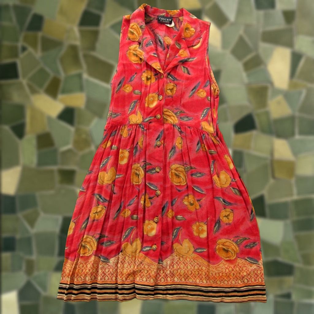 Vintage VINTAGE Cascais Of California Rayon Floral Pocket Collared Tank Dress M Pink Shirt Dress Women size M Size M / US 6-8 / IT 42-44 - 1 Thumbnail