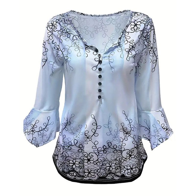 Other Women's V Neck Top Button Front Casual Tees Shirt Tunic B Size M / US 6-8 / IT 42-44 - 2 Thumbnail