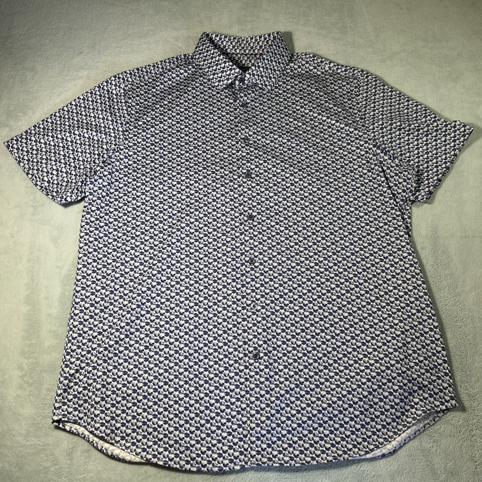BUGATCHI Bugatchi 8 Way Stretch Geometric Polo Shirt Medium Size US M / EU 48-50 / 2 - 1 Thumbnail