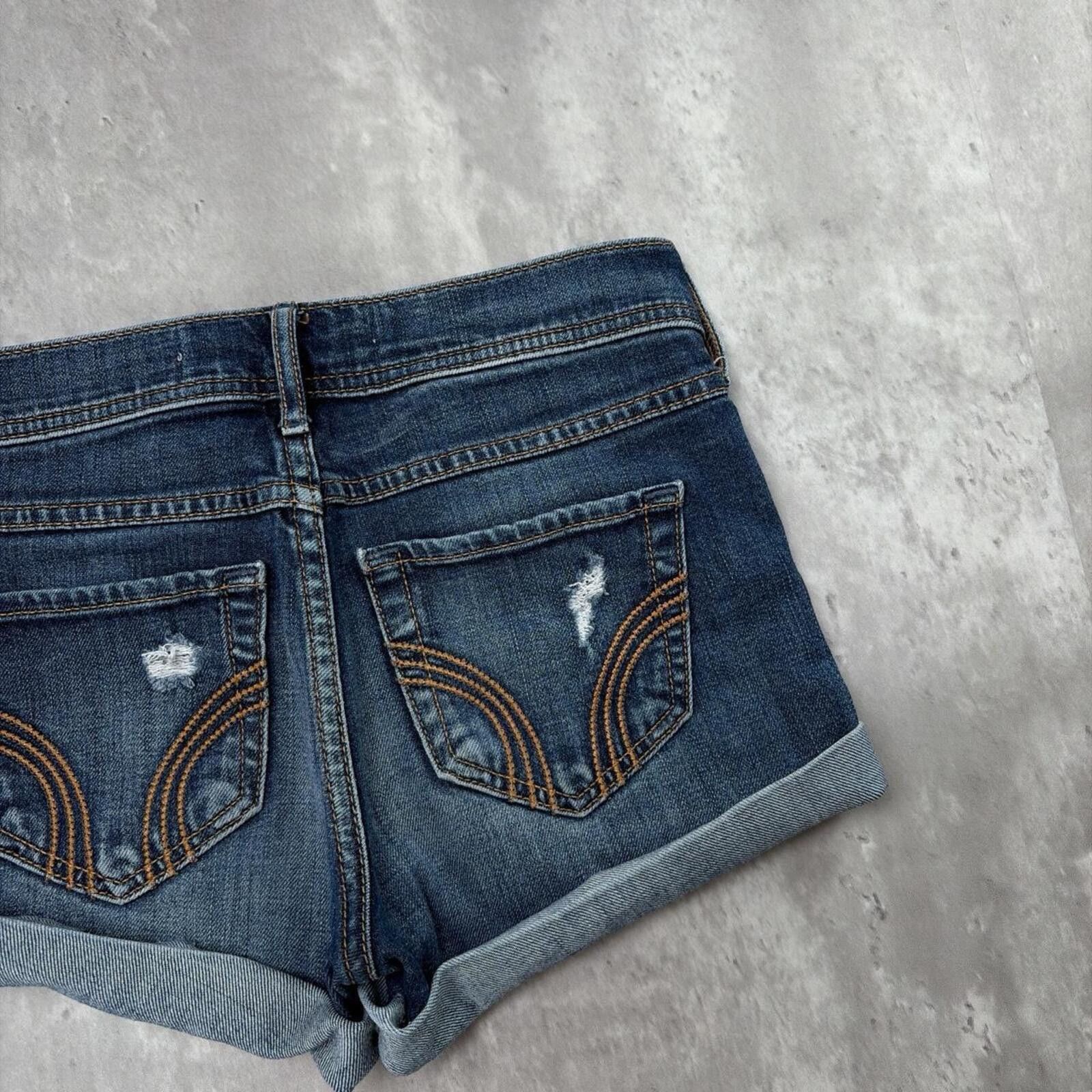 Other Y2K Dark Wash Hollister Surf Grunge Midi Denim Shorts Size 23" - 3 Thumbnail