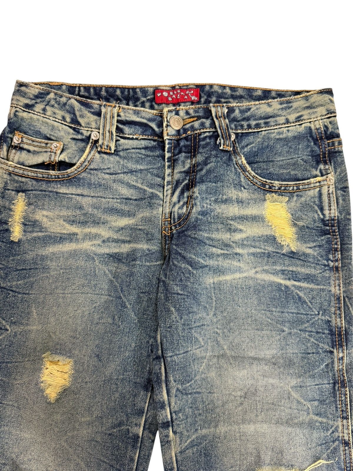 Japanese Brand Vintage Japanese World Bazaar Distressed Design Jeans Size US 29 - 2 Thumbnail