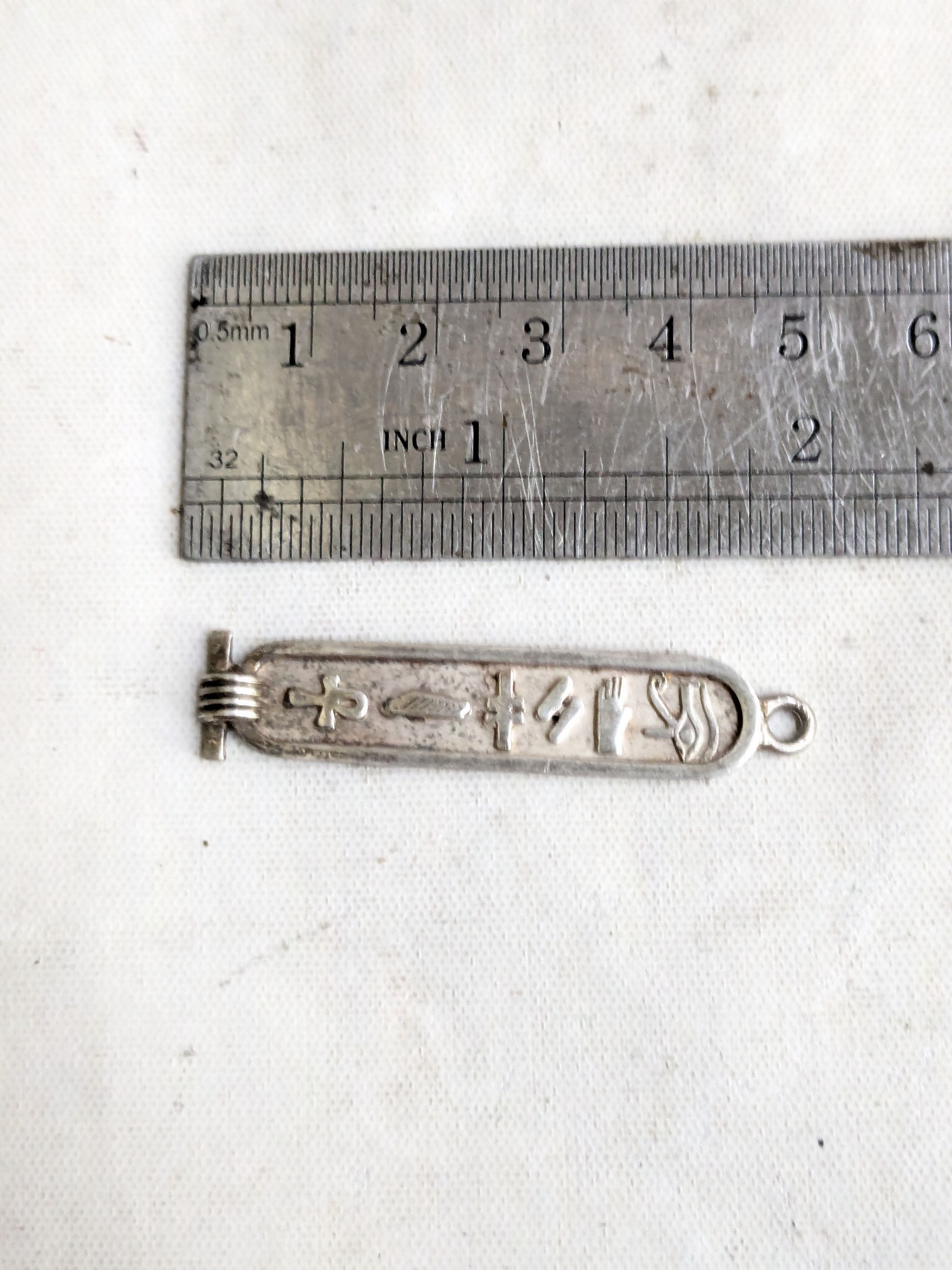 Jewelry Vintage Sterling Silver Cartouche Hieroglyphics Egyptia Size ONE SIZE - 9 Thumbnail