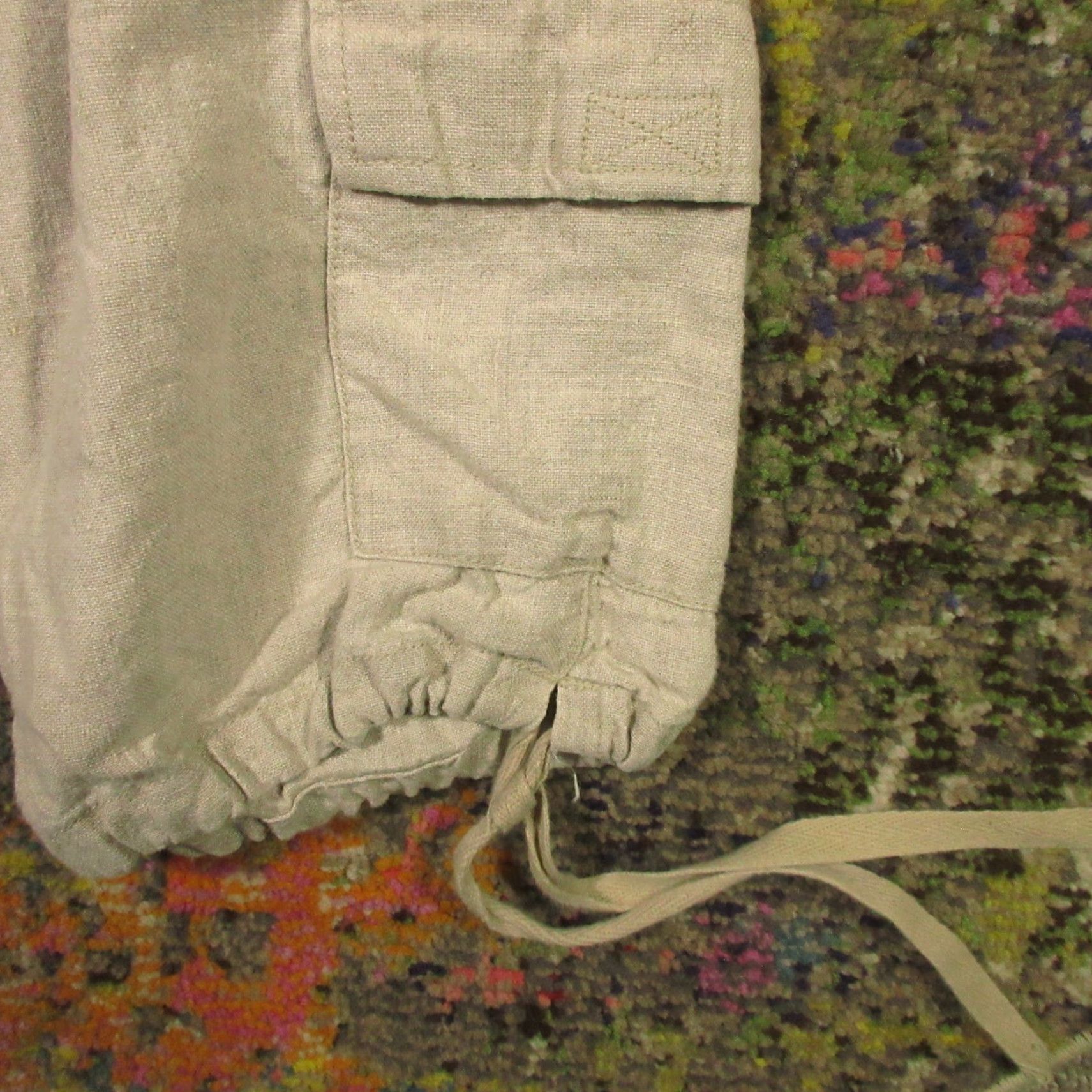 Eddie Bauer Eddie Bauer Linen Pants Women 14 Drawstring Straight Cargo Cropped 32x24 Beige Size 36" / US 14 / IT 50 - 5 Thumbnail