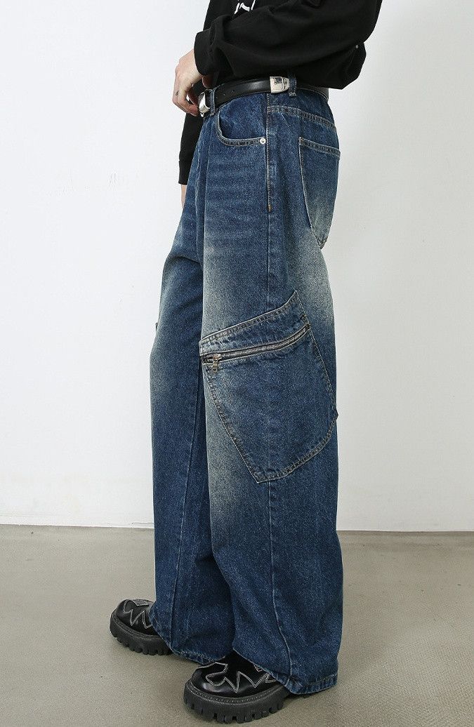 Japanese Brand × Jean Loose straight wide-leg custom pocket work jeans Size US 32 / EU 48 - 5 Thumbnail