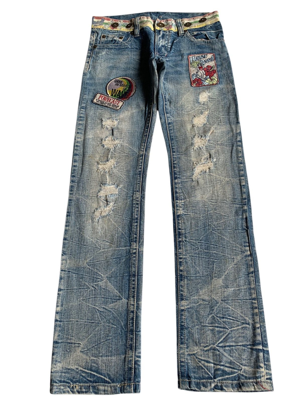 Other 💥 Vintage 90s Style Hyper Beach Stone Wash Patch Jeans Rare Size US 31 - 1 Thumbnail