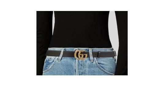 Gucci Gucci Black Leather Belt w/ Med Gold GG Buckle - Sz 95 Size ONE SIZE - 2 Thumbnail
