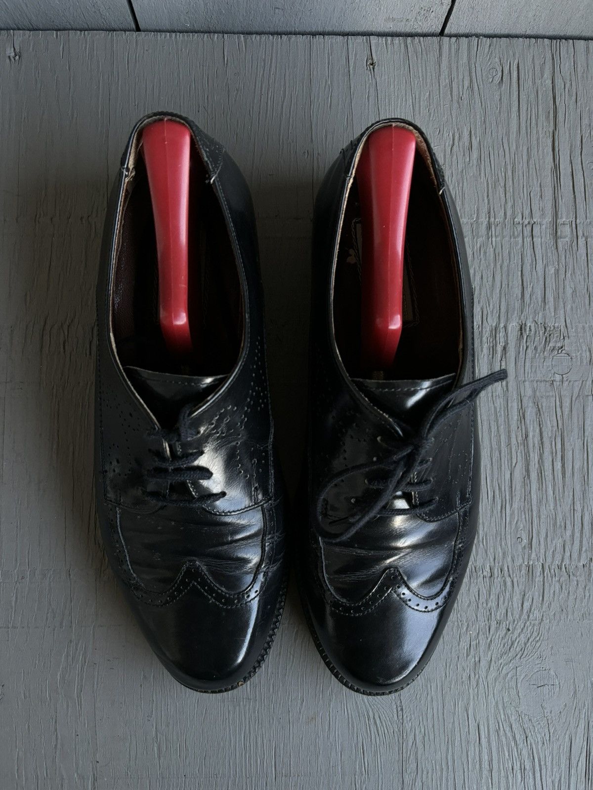 FABI × Vintage Vintage Black Leather Wingtip Derby Shoes Oxford Fabi Mens 8 Size US 8 / EU 41 - 4 Thumbnail
