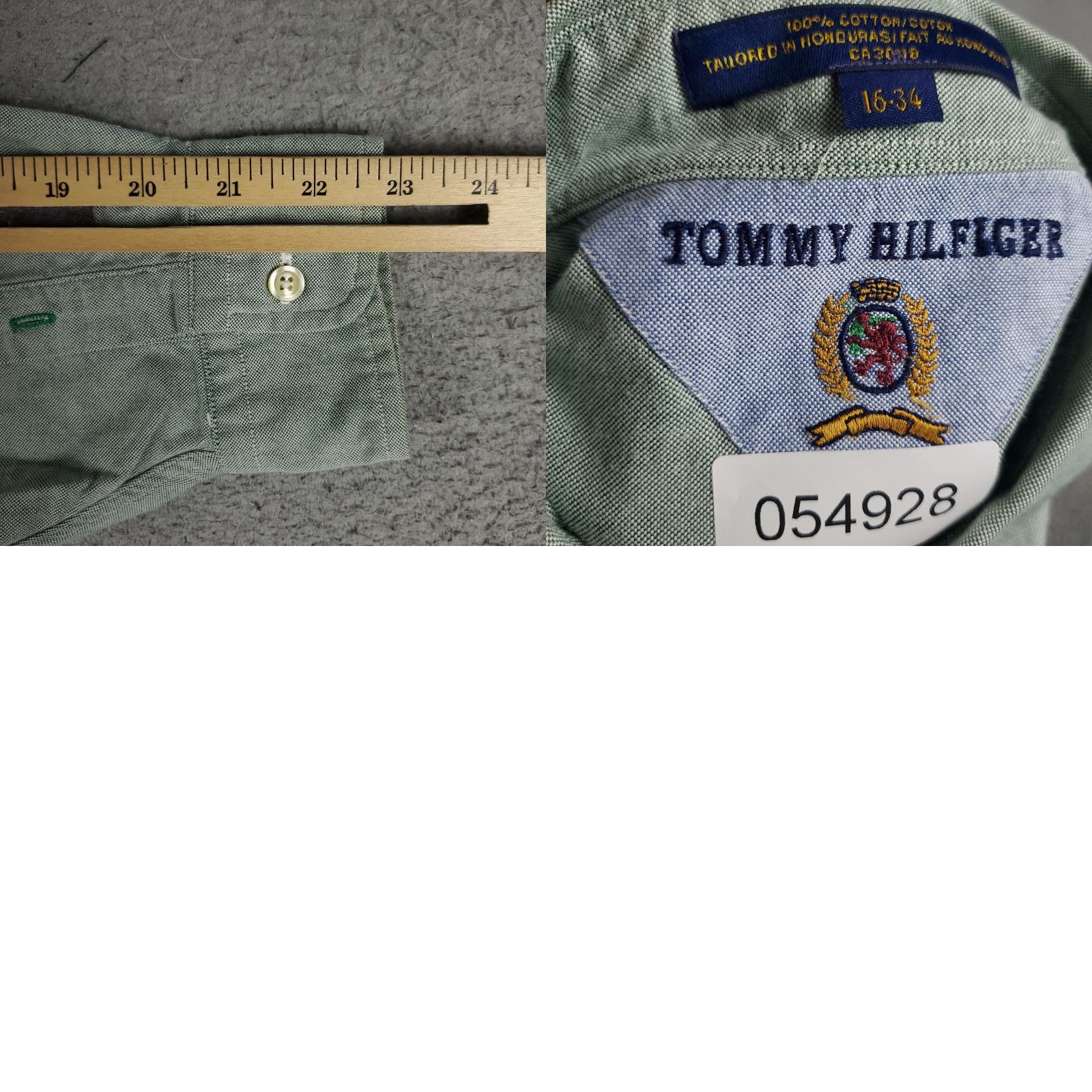 Tommy Hilfiger Tommy Hilfiger Dress Shirt Mens 16 Green Long Sleeve Button Up Classic Casual Size 42R - 8 Thumbnail