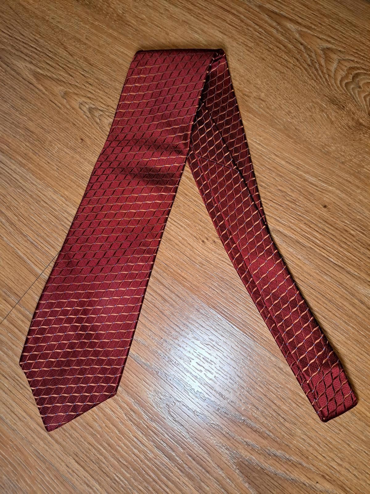 Ike Behar Ike Behar 100% Silk Tie Red Herringbone Handmade in USA Size ONE SIZE - 5 Thumbnail