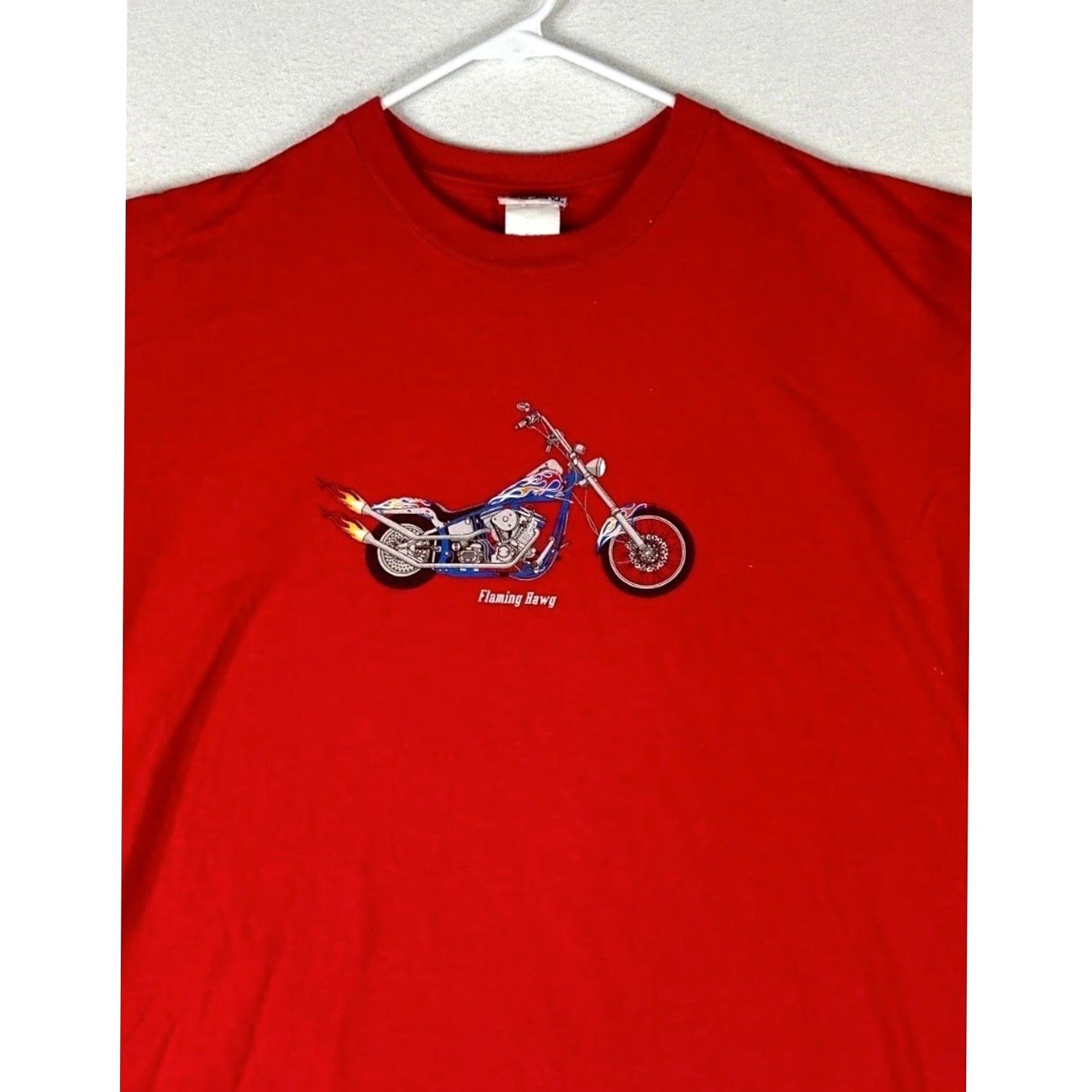 TEE JAYS Tee Jays T-Shirt Mens XL Red Graphic Print Short Sleeve Crew Neck Cotton Regular Binary Hawg Motorcycle Retro 90s Mens Size US XL / EU 56 / 4 - 2 Thumbnail