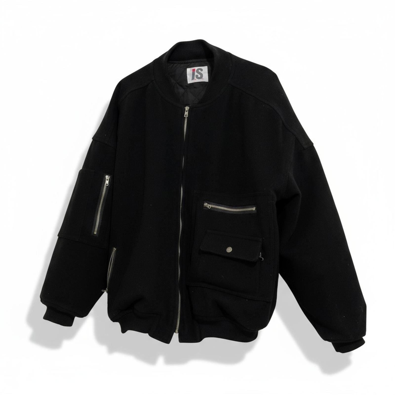 Issey Miyake - Black Bomber Jacket with Multiple Pockets