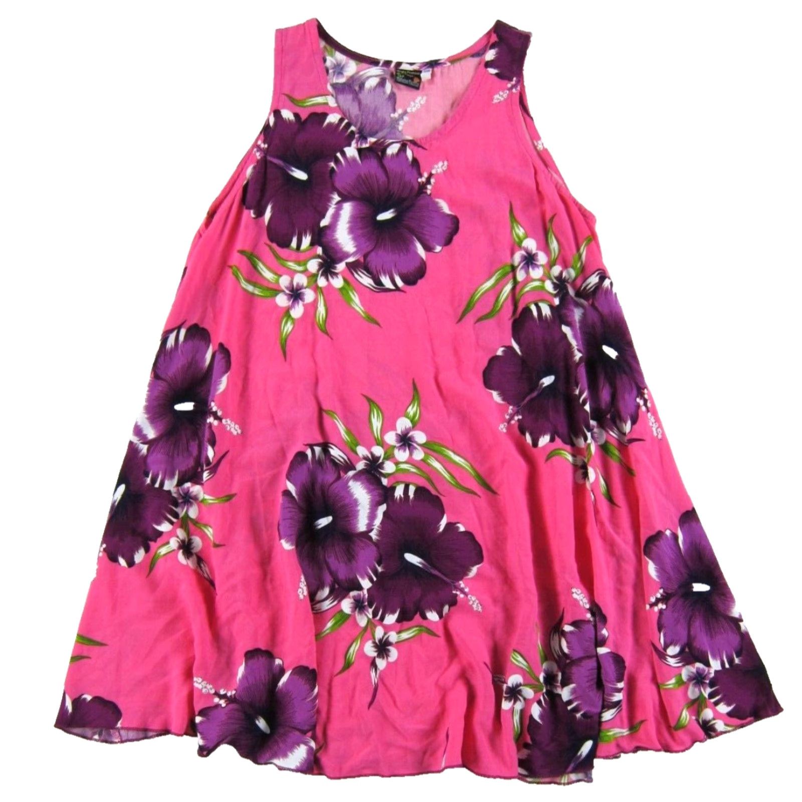 ALOHAS VTG Aloha Fashion 100% Rayon Pink Floral Hawaiian Tank Dress Large Size L / US 10 / IT 46 - 2 Thumbnail