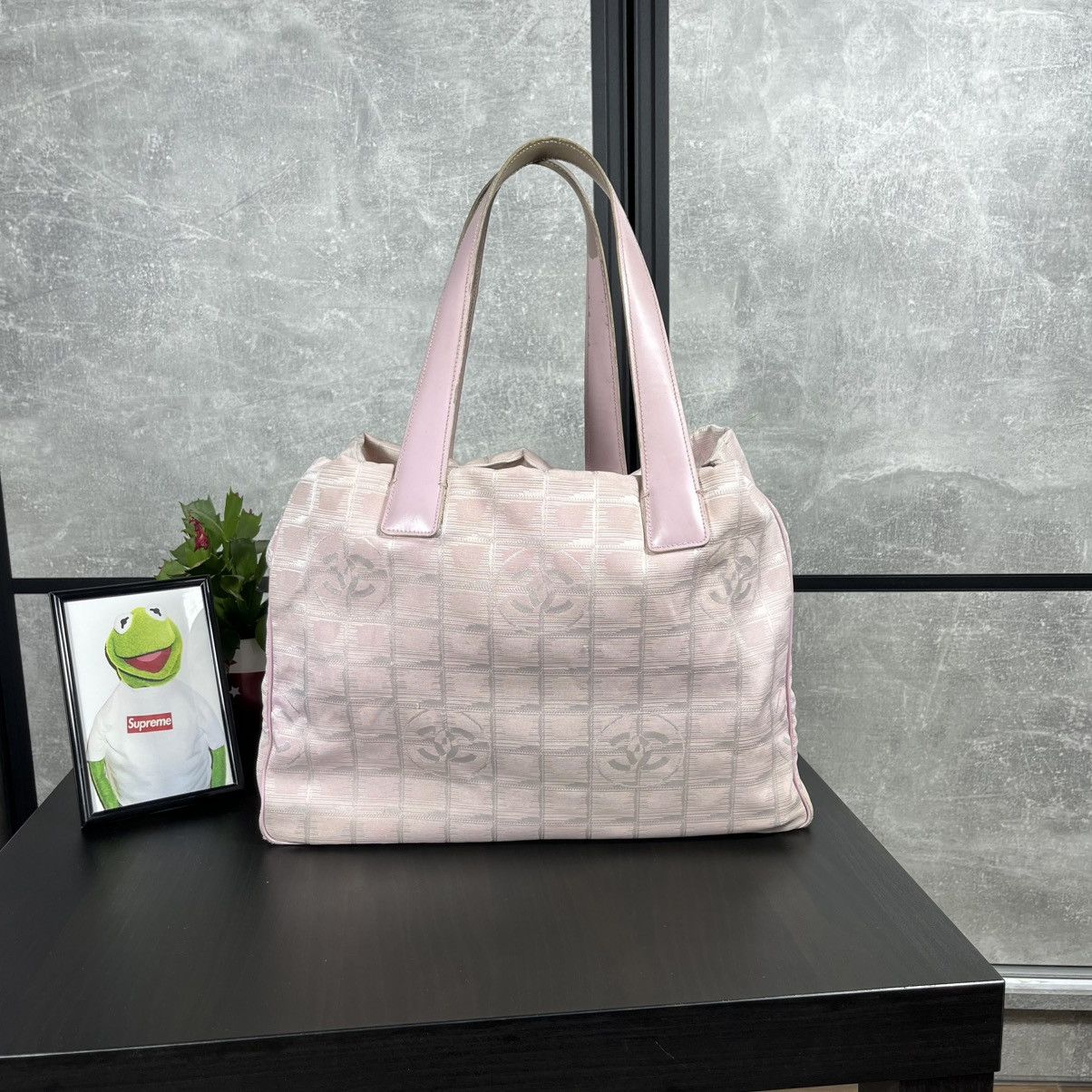 CHANEL ALIGNE PINK TRAVEL LINE NYLON TOTE BAG HAND BAG RARE