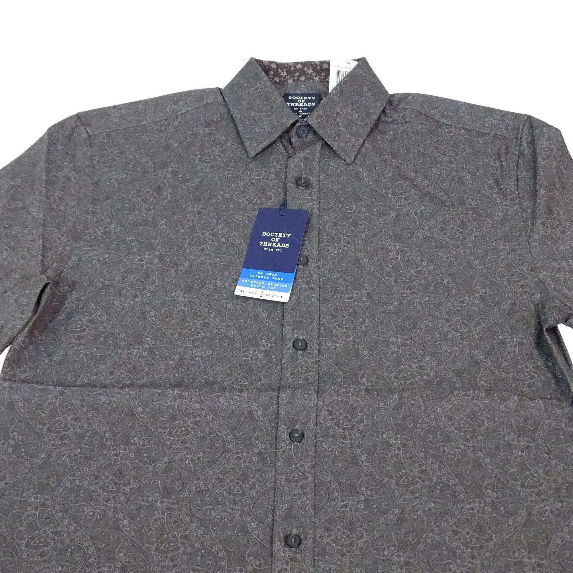 Other Society Of Threads Slim Grey Paisley Shirt Size S Stretch Size US S / EU 44-46 / 1 - 3 Thumbnail