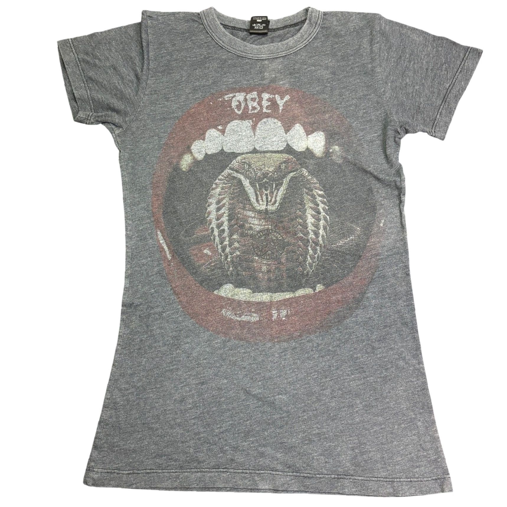 Obey VINTAGE Obey T Shirt Womens Medium Gray Cobra Open Mouth Casual Made in USA 90s Size M / US 6-8 / IT 42-44 - 2 Thumbnail