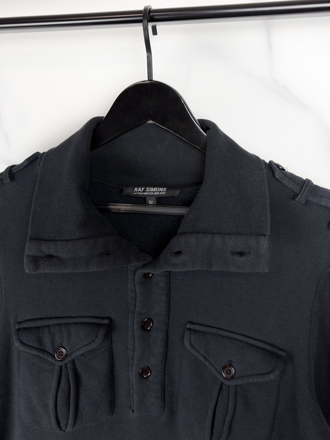 Raf Simons AW05 Raf Simons Military Epaulette Buttoned Neck Sweatshirt Size US L / EU 52-54 / 3 - 5 Thumbnail