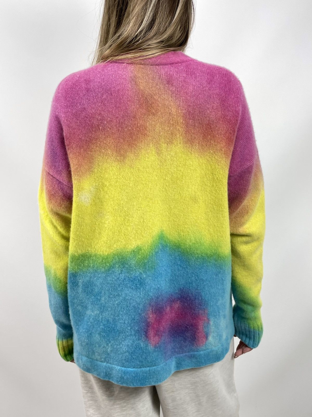 Amiri AMIRI Oversized Tie-Dye / Rainbow Cashmere Cardigan - Size S Size S / US 4 / IT 40 - 8 Thumbnail