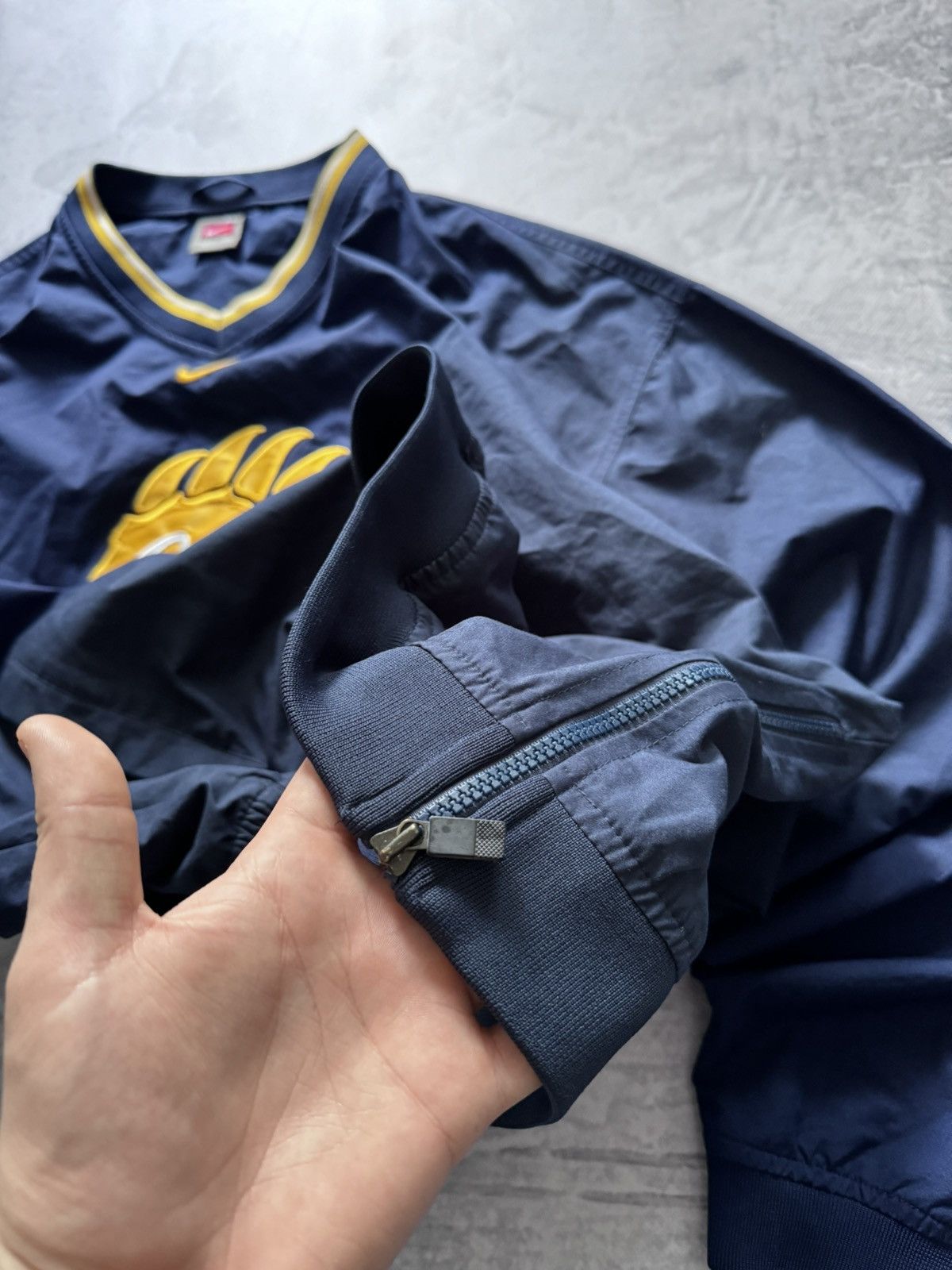 Nike × Vintage 90s Nike Vintage Nylon Center Swoosh Oversize Sweatshirt Y2K Size US XL / EU 56 / 4 - 4 Thumbnail