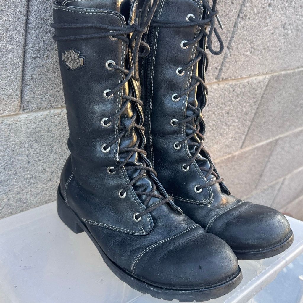 Harley Davidson Harley-Davidson Lace Up Black motorcycle Riding Boots 8.5 Size US 8.5 / IT 38.5 - 2 Thumbnail