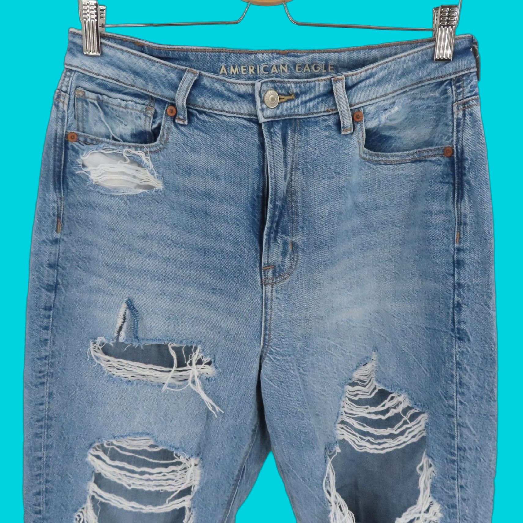 American Eagle Outfitters VINTAGE American Eagle Outfitters Women Jeans Mom High Rise Distressed 90s Blue 10 Women Size 32" / US 10 / IT 46 - 1 Thumbnail